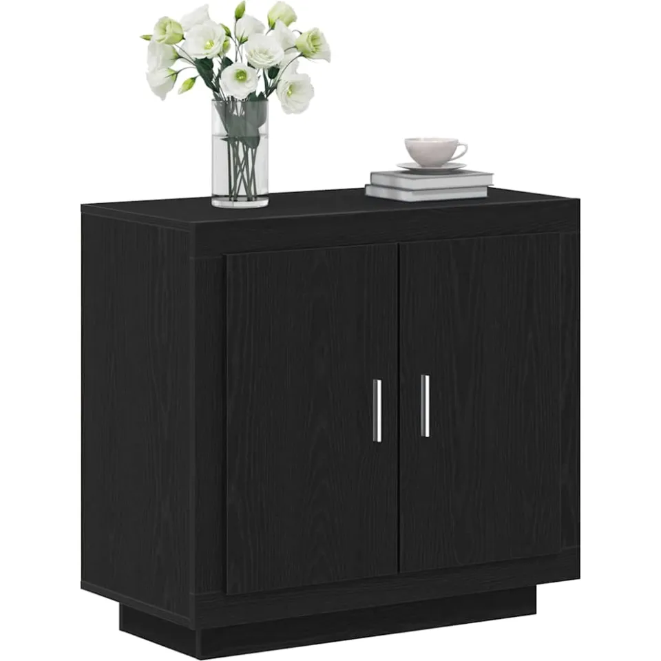 vidaXL Dressoir Zwart Eiken 80 x 40 x 75 cm Bewerkt hout