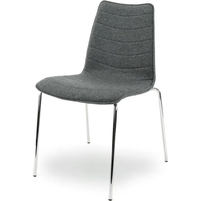 Workliving Verona Eetkamerstoel / Vergaderstoel - Middengrijs Wolvilt - Chroom onderstel Middengrijs - Chroom