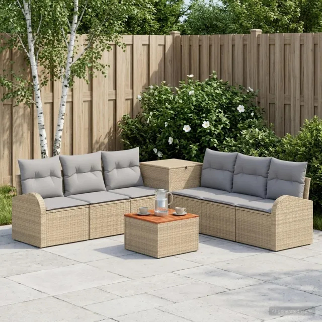 vidaXL Bankstel 8 st Beige en Licht Grijs 55 x 55 x 37 cm