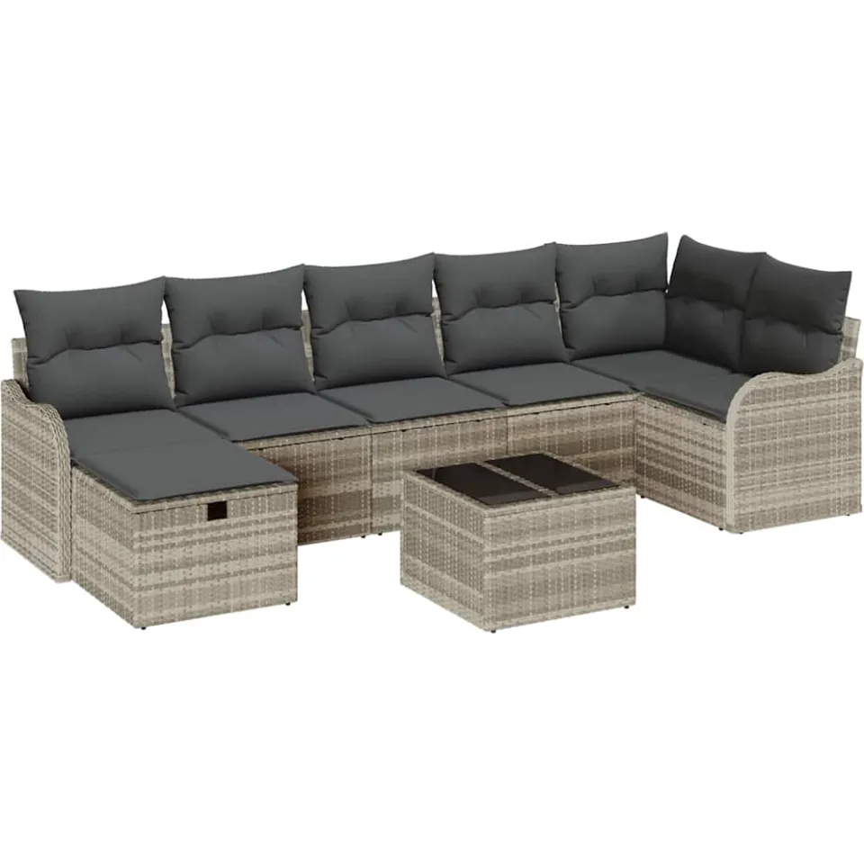 vidaXL Tuin Sofa Set 8 st Poly riet Grijs