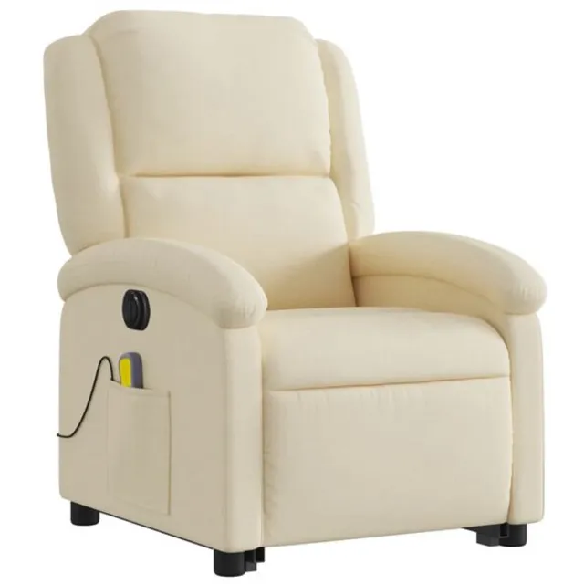 GranMaison Massagestoel - Relaxfauteuil - Zetel - Sta op stoel elektrisch - Stof - 1 persoons - Met armleuning - Zeer comfortabel - Elektrisch - Crème