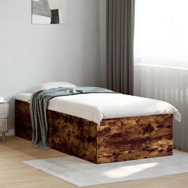 vidaXL Bedframe bewerkt hout gerookt eikenkleurig 90x190 cm