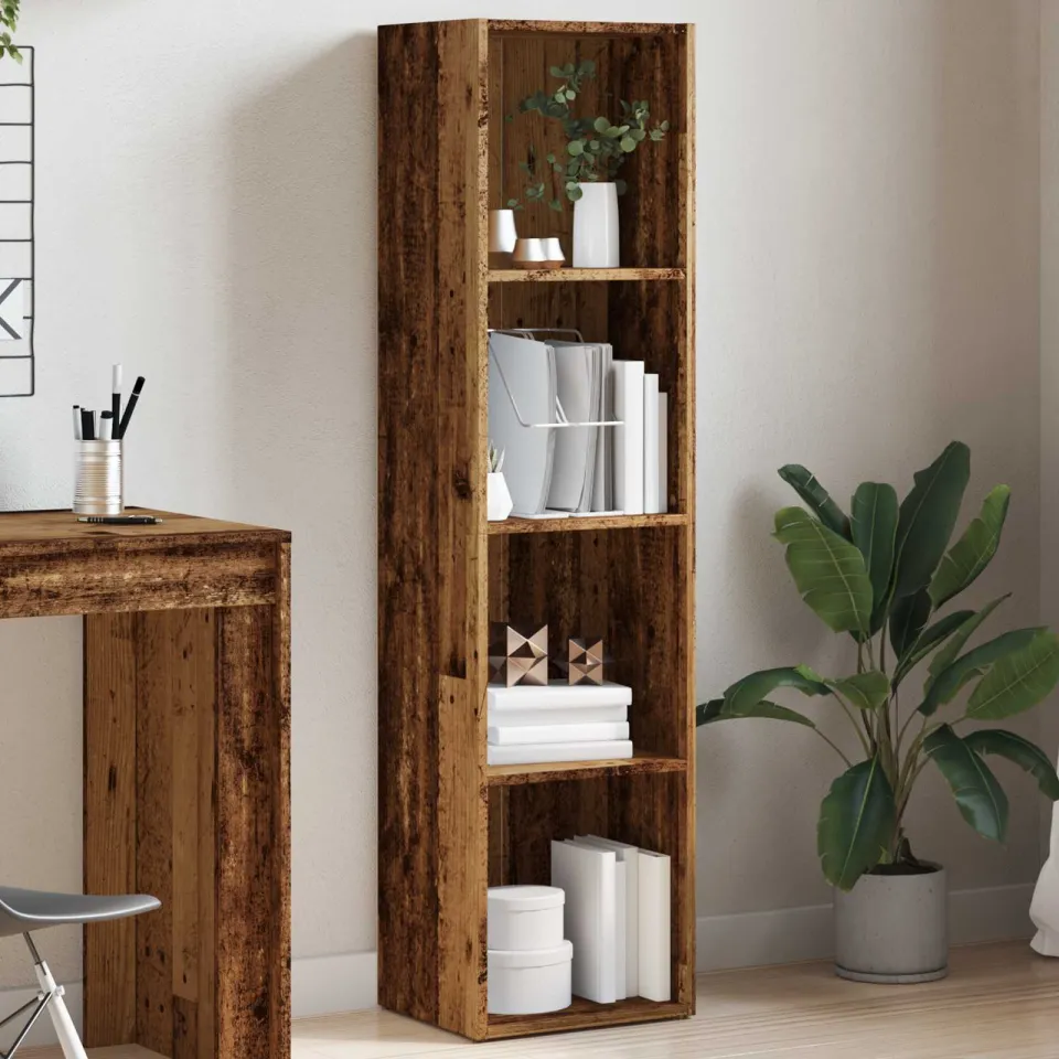 vidaXL Boekenkast oud houten 36x30x143 cm bewerkt hout bruin, foto 3
