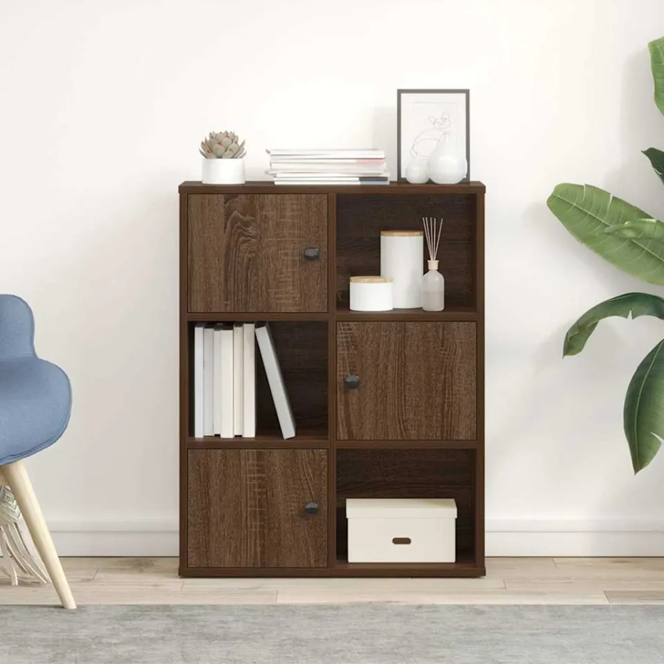 vidaXL Boekenkast 60x24x76,5 cm bewerkt hout bruin eikenkleurig, foto 2