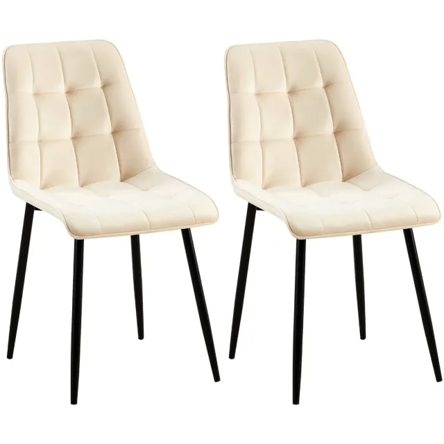 CLP Gifford Set van 2 eetkamerstoelen - klassiek - zonder armleuning - Velvet - fluweel - Fluweel/creme