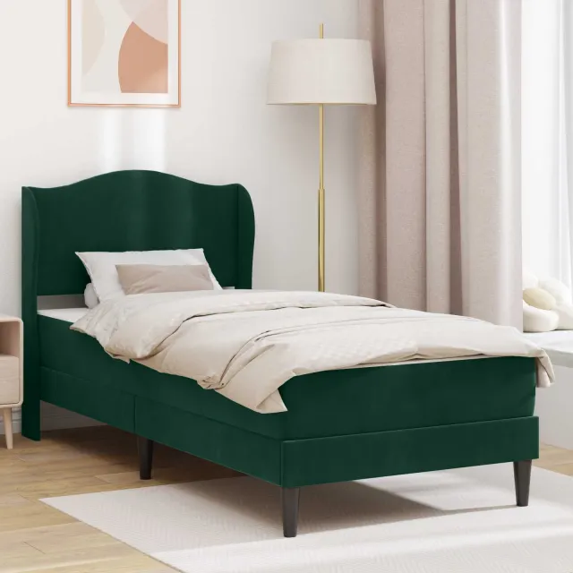 vidaXL Bedframe met matras Donkergroen 90 x 190 cm fluweel