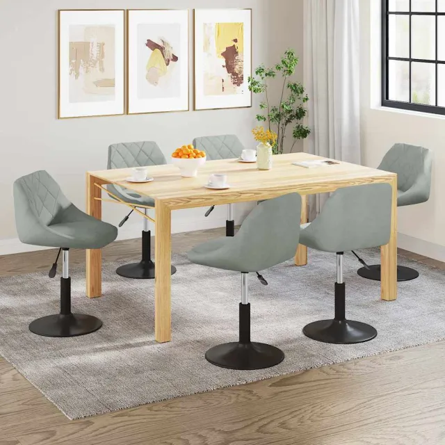 vidaXL Eetkamerstoelen draaibaar 6 st fluweel lichtgrijs