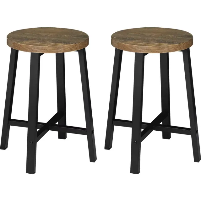Happiq Eetkamerkrukken Vintaro - Set Stoelen - Industriële Stijl - Metalen Poten - Voor Eetkamer, Keuken, Restaurant & Café bruin