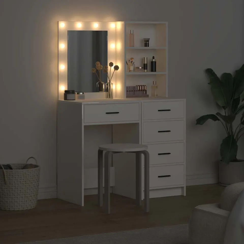 vidaXL Plafondtafel 2 st Wit 50 x 41 x 135 cm Bewerkt hout, foto 3