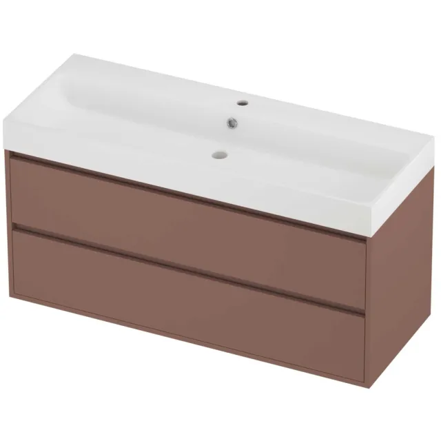 Proline Podium Badmeubelset Polystone Loft 1 Gat 120x46x62 cm Mat White Beauty Blush Rosé Goud