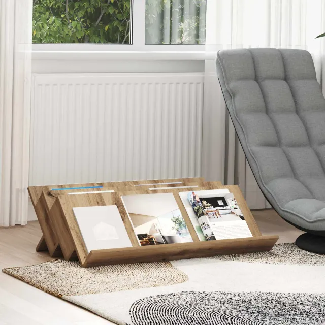 vidaXL Tijdschrift Rek Artisan Eiken 90 x 53 x 28,5 cm Bewerkt hout, foto 2