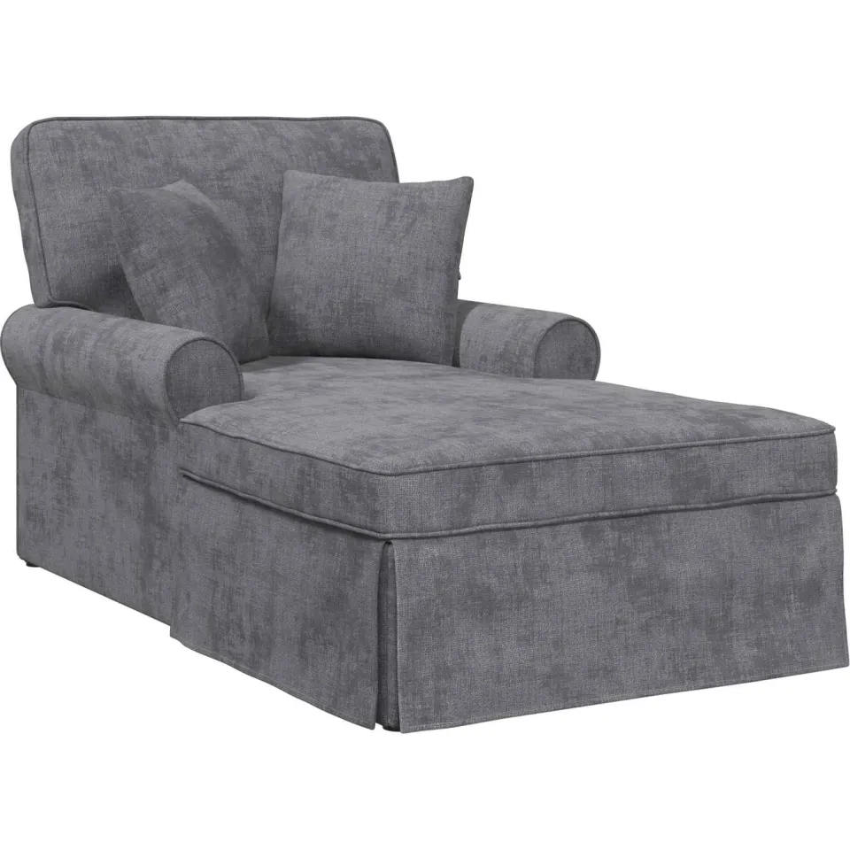 vidaXL Chaise Lounge met Rok Donkergrijs 157 x 91 x 91 cm ARES, foto 4