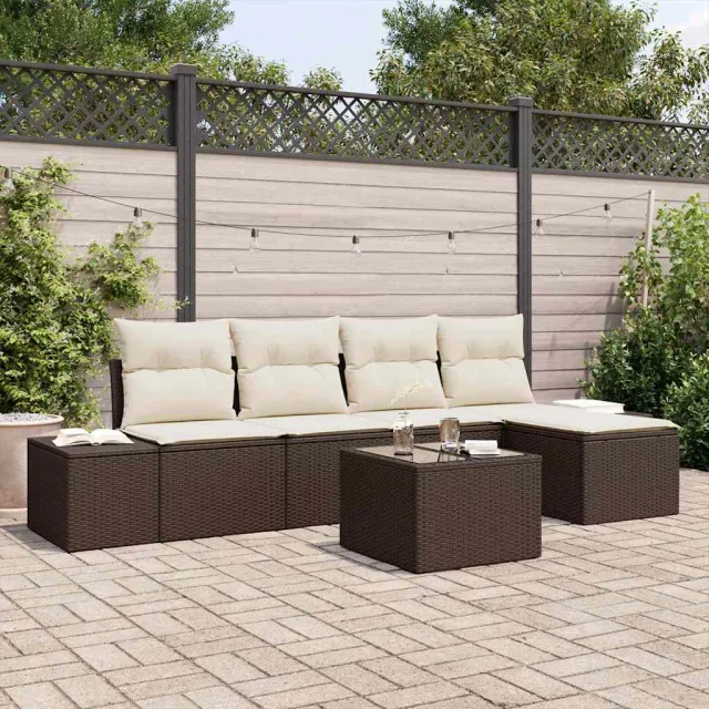 vidaXL Tuin Sofa Set 6 st Bruin poly rattan, foto 2