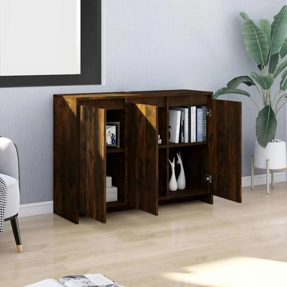 vidaXL Dressoir 102x33x75 cm bewerkt hout gerookt eikenkleurig, foto 3
