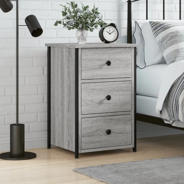 vidaXL Nachtkastje 40x36x60 cm bewerkt hout grijs sonoma eikenkleurig, foto 2