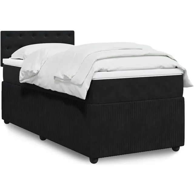vidaXL Boxspring met matras fluweel zwart 90x190 cm