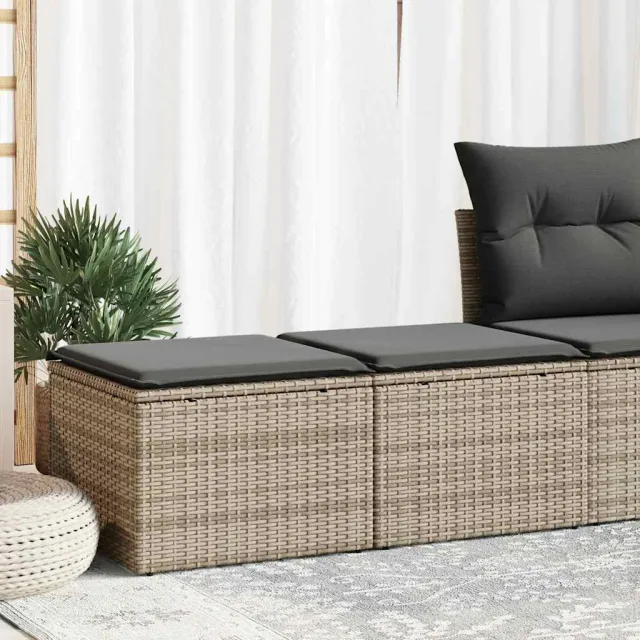 vidaXL 2-delige Loungeset met kussens poly rattan acacia grijs, foto 2