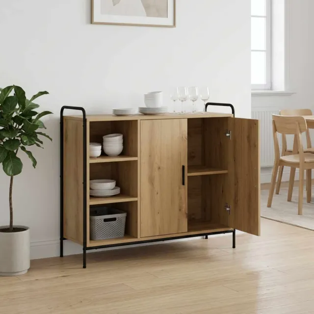 vidaXL Dressoir Artisanaal eiken 97 x 33 x 81 cm Bewerkt hout Bruin