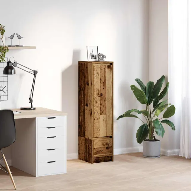 vidaXL Hoge kast 29,5x34x119,5 cm bewerkt hout oud hout bruin, foto 2