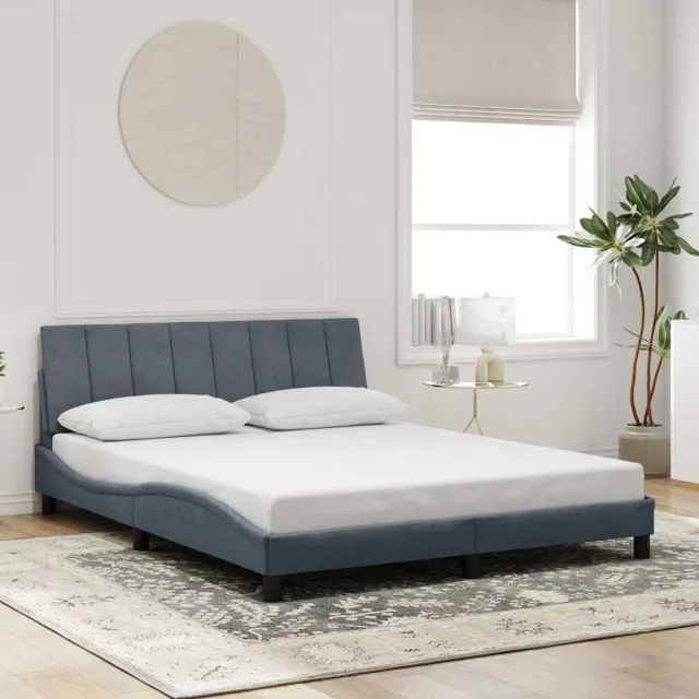 vidaXL Bedframe zonder matras "Hanko" 160x200 cm fluweel donkergrijs