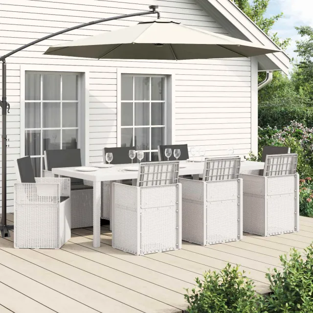 vidaXL Tuin eettafelset 9 st Wit en antracietkleurig PP, foto 2