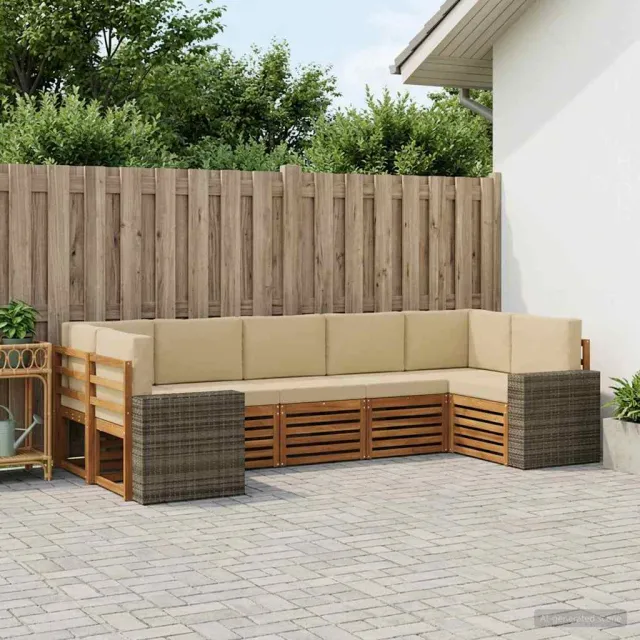 vidaXL Buiten bankenset 7 st 7-zits Natuurlijk en Beige