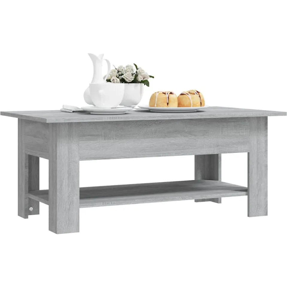 vidaXL Salontafel 102x55x42 cm bewerkt hout grijs sonoma eikenkleurig, foto 3