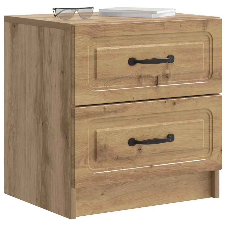 vidaXL Nachtkastje Artisanaal eiken 43 x 34,5 x 44,5 cm Bewerkt hout Bruin