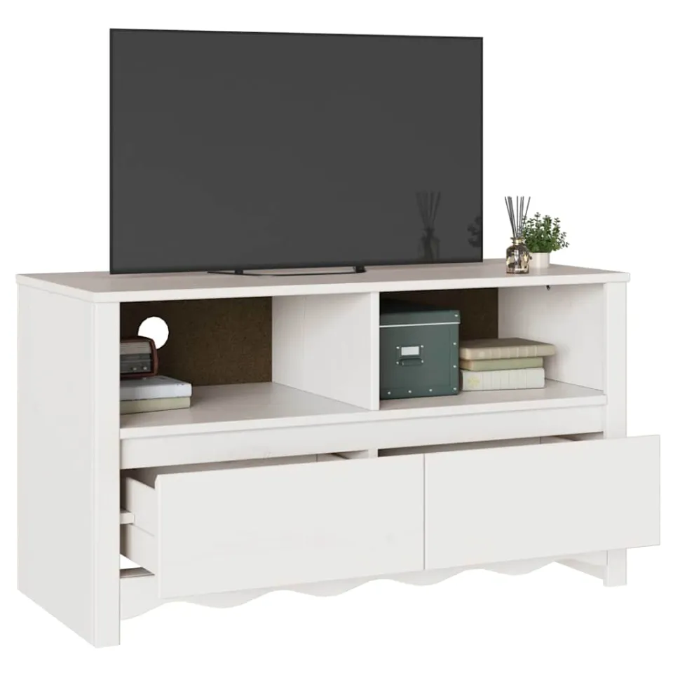 vidaXL TV-kast Drammen 99 x 43 x 55 cm Wit Massief grenenhout