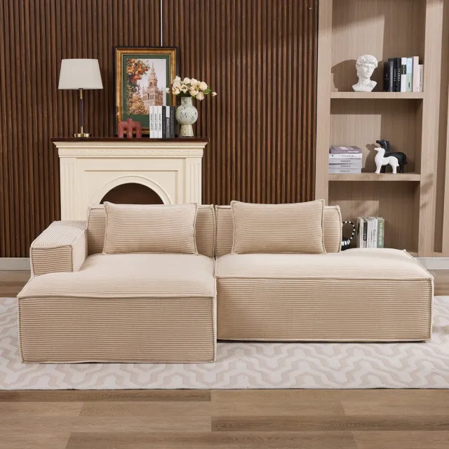 Zubaliya Stoffen 3-zitsbank 235 cm met pocketvering - Compact en onderhoudsvriendelijk - Geschikt voor kleine woonkamer en appartement - Beige - Inclusief 2 kussens - Vuilafstotende bekleding en hoogwaardig schuim khaki