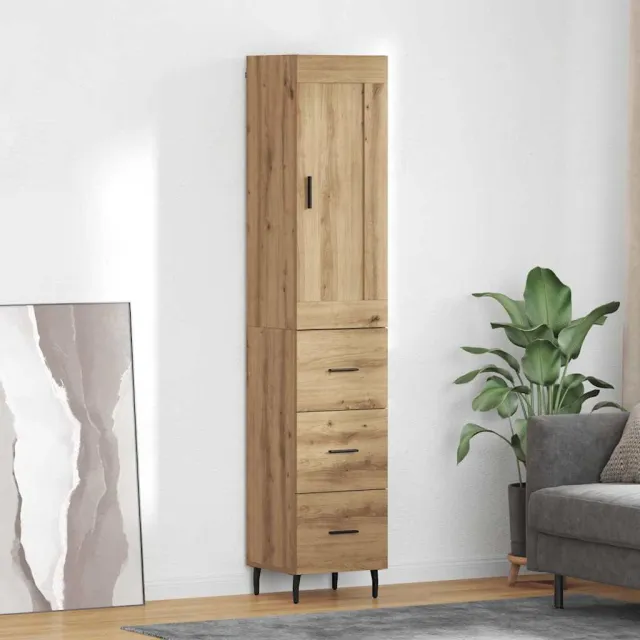 vidaXL Highboard Artisan Eiken 34,5 x 34 x 180 cm Bewerkt hout Bruin