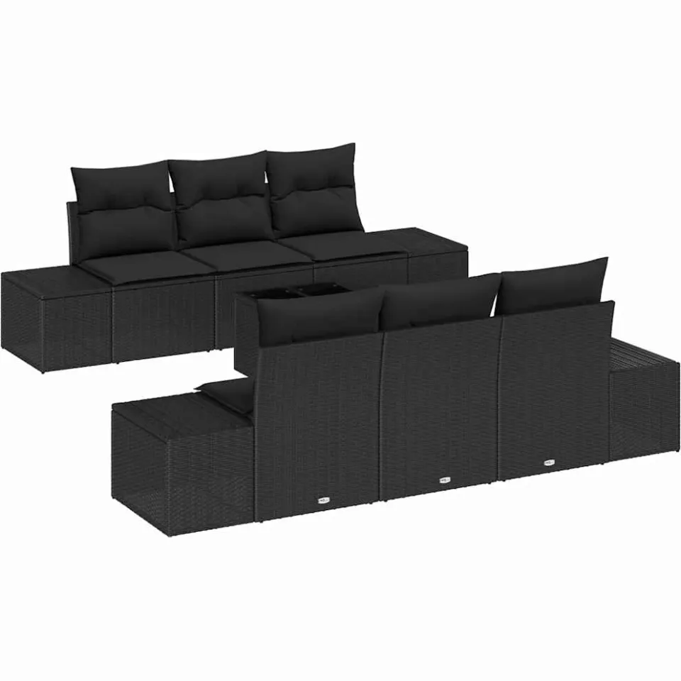 vidaXL Tuin Sofa Set 8 st Zwart poly rattan