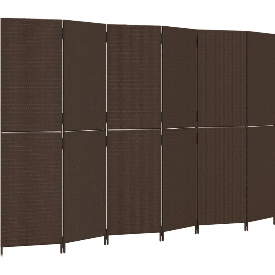 vidaXL Kamerscherm 6 panelen poly rattan bruin