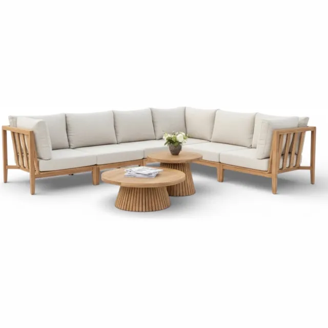 Belito Daan XL Loungeset | Teakhout | 320x245 cm | Nr. 1 Links incl. Tafels Grijs