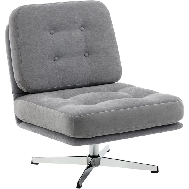 Homona Draaifauteuil - 360° draaibaar - Met chenille bekleding en vering - 70 x 87 x 84 cm - Lichtgrijs