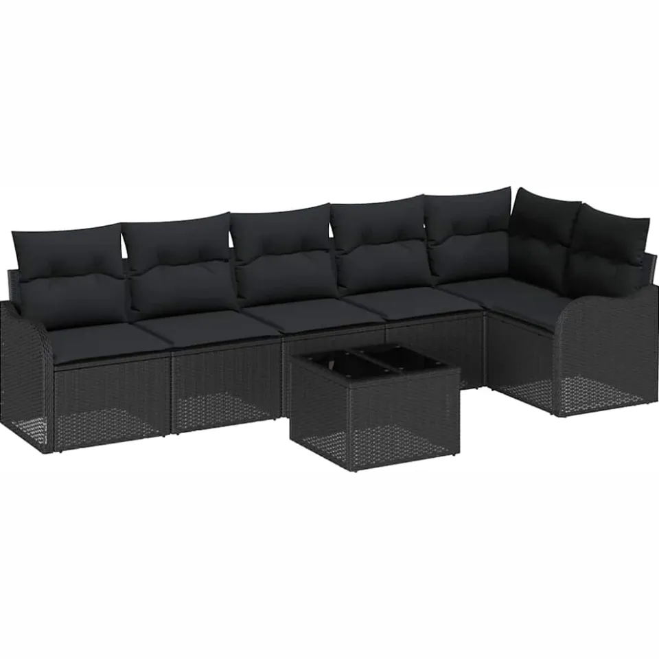 vidaXL Tuin Sofa Set 7 st Zwart poly rattan