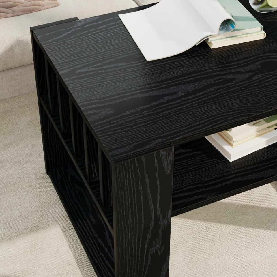 vidaXL Salontafel Zwart Eiken 66 x 49,5 x 45 cm Bewerkt hout, foto 4