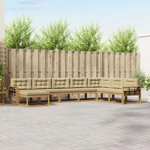 vidaXL Buiten bankenset 8 st 8-zits Wit en Beige