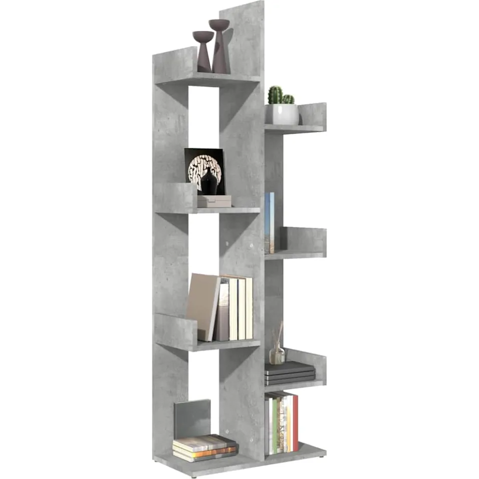vidaXL Boekenkast 48x25,5x140 cm bewerkt hout betongrijs