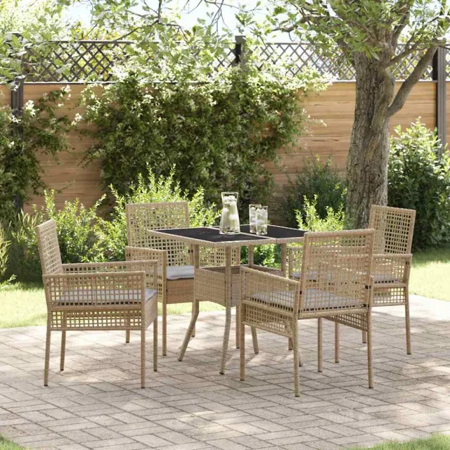 vidaXL Tuin eettafelset 5 st Beige poly rattan, foto 2