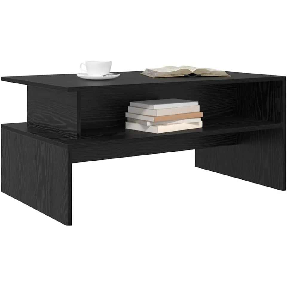 vidaXL Salontafel Zwart Eiken 90 x 55 x 42,5 cm Bewerkt hout