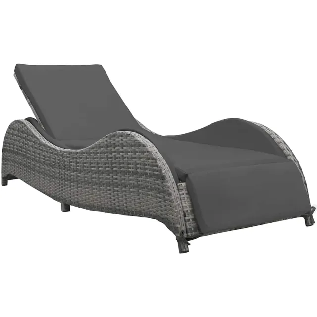 vidaXL Ligbed met kussen poly rattan antraciet Anthraciet