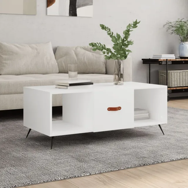 vidaXL Salontafel 102x50x40 cm bewerkt hout wit, foto 2