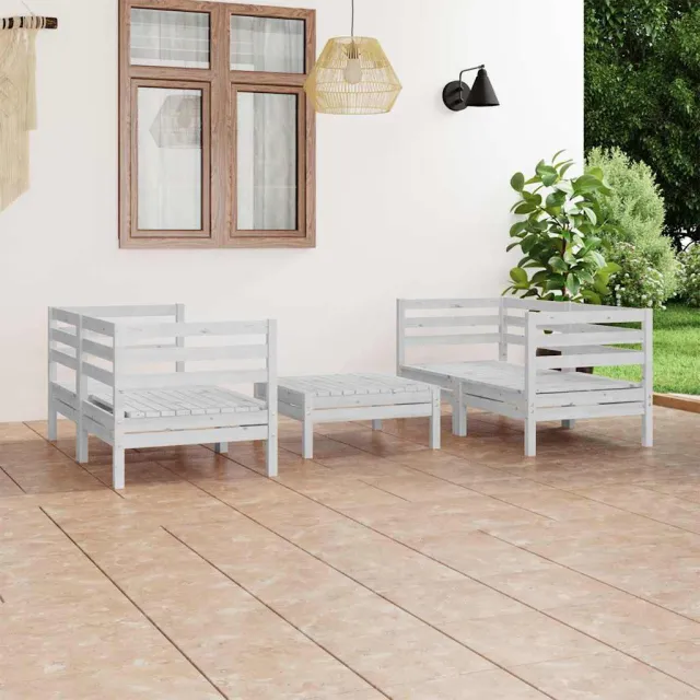 vidaXL 5-delige Loungeset massief grenenhout wit, foto 2
