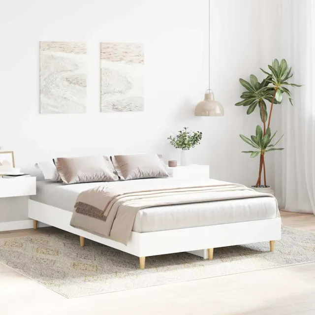 vidaXL Bedframe Wit 137 x 190 cm Bewerkt hout