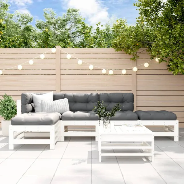 vidaXL 6-delige Loungeset massief grenenhout wit, foto 2
