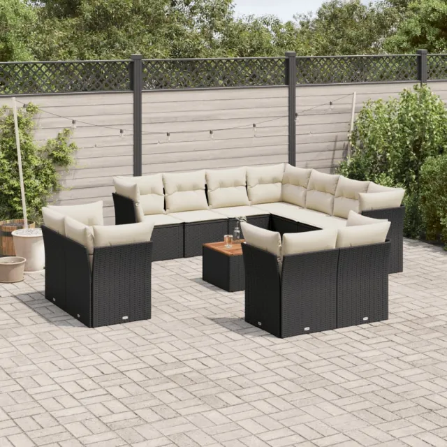 vidaXL 12-delige Loungeset met kussens poly rattan zwart, foto 2