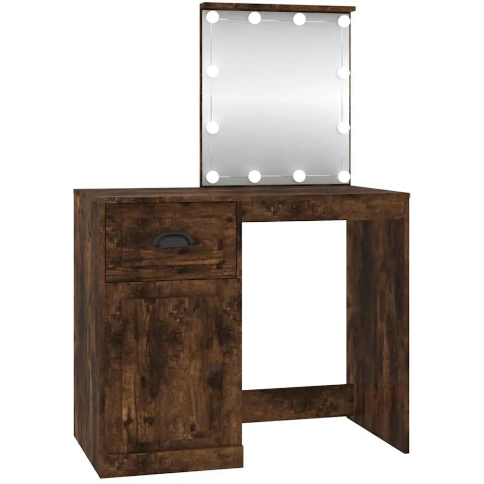 vidaXL Kaptafel met LED 90x50x132,5 cm bewerkt hout gerookt eikenkleur Bruin