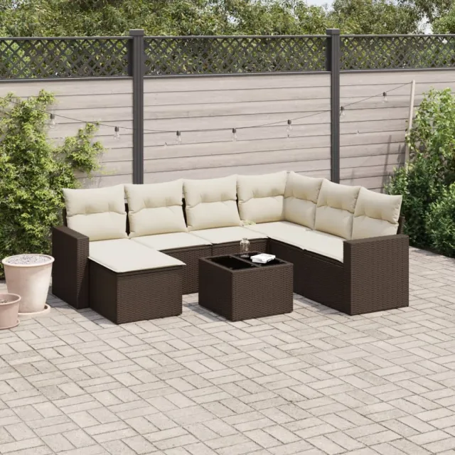 vidaXL 8-delige Loungeset met kussens poly rattan bruin, foto 2