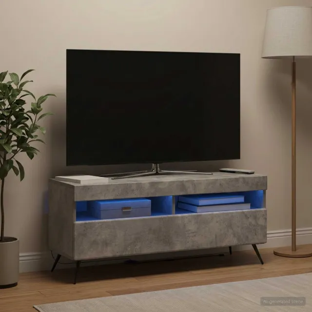 vidaXL LED tv-meubel Betongrijs Bewerkt hout